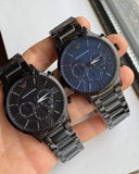 Buy Shop Emporio Armani Giovanni Chronograph Blue Dial Grey Steel Strap Watch For Men - AR11348 USA Online