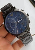 Buy Shop Emporio Armani Giovanni Chronograph Blue Dial Grey Steel Strap Watch For Men - AR11348 USA Online