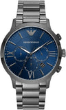 Buy Shop Emporio Armani Giovanni Chronograph Blue Dial Grey Steel Strap Watch For Men - AR11348 USA Online