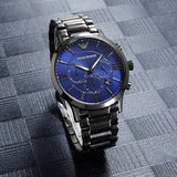 Buy Shop Emporio Armani Giovanni Chronograph Blue Dial Grey Steel Strap Watch For Men - AR11348 USA Online