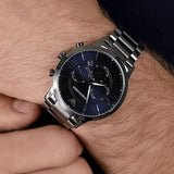 Buy Shop Emporio Armani Giovanni Chronograph Blue Dial Grey Steel Strap Watch For Men - AR11348 USA Online