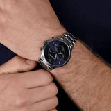 Buy Shop Emporio Armani Giovanni Chronograph Blue Dial Grey Steel Strap Watch For Men - AR11348 USA Online