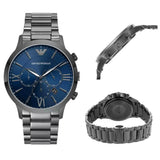 Buy Shop Emporio Armani Giovanni Chronograph Blue Dial Grey Steel Strap Watch For Men - AR11348 USA Online