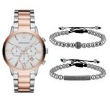 Buy Shop Emporio Armani Giovanni Chronograph Quartz White Dial Two Tone Steel Strap Watch For Men - AR11209 USA Online