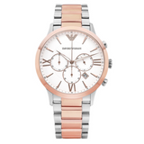 Buy Shop Emporio Armani Giovanni Chronograph Quartz White Dial Two Tone Steel Strap Watch For Men - AR11209 USA Online