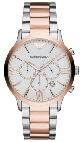 Buy Shop Emporio Armani Giovanni Chronograph Quartz White Dial Two Tone Steel Strap Watch For Men - AR11209 USA Online
