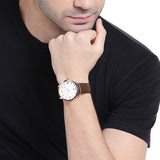 Buy Shop Emporio Armani Giovanni Quartz White Dial Brown Leather Strap Watch For Men - AR11211 USA Online