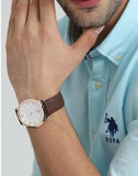 Buy Shop Emporio Armani Giovanni Quartz White Dial Brown Leather Strap Watch For Men - AR11211 USA Online