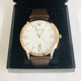 Buy Shop Emporio Armani Giovanni Quartz White Dial Brown Leather Strap Watch For Men - AR11211 USA Online