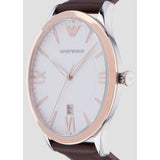 Buy Shop Emporio Armani Giovanni Quartz White Dial Brown Leather Strap Watch For Men - AR11211 USA Online