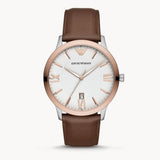 Buy Shop Emporio Armani Giovanni Quartz White Dial Brown Leather Strap Watch For Men - AR11211 USA Online