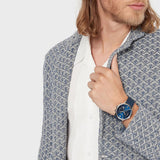 Buy Shop Emporio Armani Giovanni T Bar Chronograph Quartz Blue Dial Blue Leather Strap Watch For Men - AR11226 USA Online
