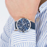 Buy Shop Emporio Armani Giovanni T Bar Chronograph Quartz Blue Dial Blue Leather Strap Watch For Men - AR11226 USA Online