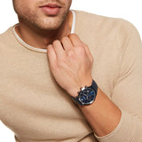 Buy Shop Emporio Armani Giovanni T Bar Chronograph Quartz Blue Dial Blue Leather Strap Watch For Men - AR11226 USA Online
