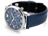 Buy Shop Emporio Armani Giovanni T Bar Chronograph Quartz Blue Dial Blue Leather Strap Watch For Men - AR11226 USA Online