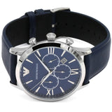 Buy Shop Emporio Armani Giovanni T Bar Chronograph Quartz Blue Dial Blue Leather Strap Watch For Men - AR11226 USA Online