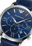 Buy Shop Emporio Armani Giovanni T Bar Chronograph Quartz Blue Dial Blue Leather Strap Watch For Men - AR11226 USA Online