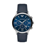 Buy Shop Emporio Armani Giovanni T Bar Chronograph Quartz Blue Dial Blue Leather Strap Watch For Men - AR11226 USA Online