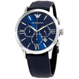Buy Shop Emporio Armani Giovanni T Bar Chronograph Quartz Blue Dial Blue Leather Strap Watch For Men - AR11226 USA Online
