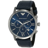 Buy Shop Emporio Armani Giovanni T Bar Chronograph Quartz Blue Dial Blue Leather Strap Watch For Men - AR11226 USA Online