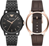Buy Shop Emporio Armani Interchangeable Black Dial Black Steel Strap Watch For Men - AR80021 USA Online