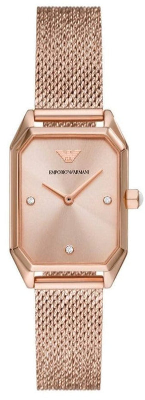 Buy Shop Emporio Armani Joy Quartz Rose Gold Dial Rose Gold Mesh Bracelet Watch For Women - AR11347 USA Online