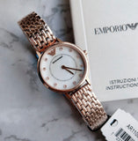 Buy Shop Emporio Armani Kappa Analog Mother of Pearl Dial Rose Gold Steel Strap Watch For Women - AR11006 USA Online