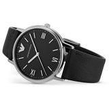Buy Shop Emporio Armani Kappa Analog Quartz Black Dial Black Leather Strap Watch For Men - AR11013 USA Online