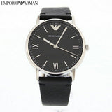 Buy Shop Emporio Armani Kappa Analog Quartz Black Dial Black Leather Strap Watch For Men - AR11013 USA Online