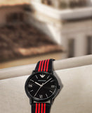 Buy Shop Emporio Armani Kappa Black Dial Two Tone NATO Strap Watch For Men - AR11015 USA Online