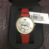 Buy Shop Emporio Armani Kappa Classic Quartz Silver Dial Red Leather Strap Watch For Women - AR11114 USA Online