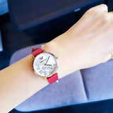 Buy Shop Emporio Armani Kappa Classic Quartz Silver Dial Red Leather Strap Watch For Women - AR11114 USA Online