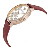 Buy Shop Emporio Armani Kappa Classic Quartz Silver Dial Red Leather Strap Watch For Women - AR11114 USA Online