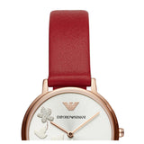 Buy Shop Emporio Armani Kappa Classic Quartz Silver Dial Red Leather Strap Watch For Women - AR11114 USA Online