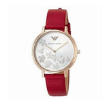 Buy Shop Emporio Armani Kappa Classic Quartz Silver Dial Red Leather Strap Watch For Women - AR11114 USA Online