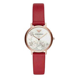 Buy Shop Emporio Armani Kappa Classic Quartz Silver Dial Red Leather Strap Watch For Women - AR11114 USA Online