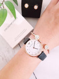 Buy Shop Emporio Armani Kappa Mother of Pearl Dial Black Leather Strap Watch For Women - AR80011 USA Online