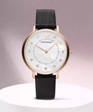 Buy Shop Emporio Armani Kappa Mother of Pearl Dial Black Leather Strap Watch For Women - AR80011 USA Online
