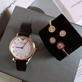 Buy Shop Emporio Armani Kappa Mother of Pearl Dial Black Leather Strap Watch For Women - AR80011 USA Online