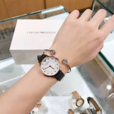 Buy Shop Emporio Armani Kappa Mother of Pearl Dial Black Leather Strap Watch For Women - AR80011 USA Online