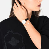 Buy Shop Emporio Armani Kappa Mother of Pearl Dial Black Leather Strap Watch For Women - AR80011 USA Online