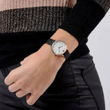 Buy Shop Emporio Armani Kappa Mother of Pearl Dial Black Leather Strap Watch For Women - AR80011 USA Online