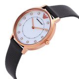 Buy Shop Emporio Armani Kappa Mother of Pearl Dial Black Leather Strap Watch For Women - AR80011 USA Online