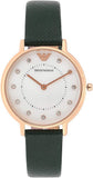 Buy Shop Emporio Armani Kappa Mother of Pearl Dial Black Leather Strap Watch For Women - AR80011 USA Online