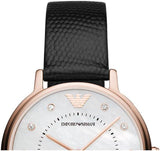 Buy Shop Emporio Armani Kappa Mother of Pearl Dial Black Leather Strap Watch For Women - AR80011 USA Online