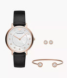 Buy Shop Emporio Armani Kappa Mother of Pearl Dial Black Leather Strap Watch For Women - AR80011 USA Online