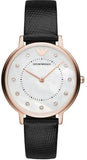 Buy Shop Emporio Armani Kappa Mother of Pearl Dial Black Leather Strap Watch For Women - AR80011 USA Online