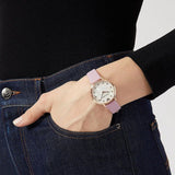 Buy Shop Emporio Armani Kappa Mother Of Pearl White Dial Pink Leather Strap Watch For Women - AR11130 USA Online