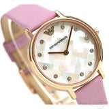 Buy Shop Emporio Armani Kappa Mother Of Pearl White Dial Pink Leather Strap Watch For Women - AR11130 USA Online