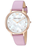 Buy Shop Emporio Armani Kappa Mother Of Pearl White Dial Pink Leather Strap Watch For Women - AR11130 USA Online